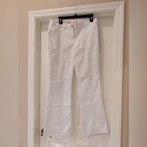Robert Graham White Flare Mid Rise Trousers Size 34